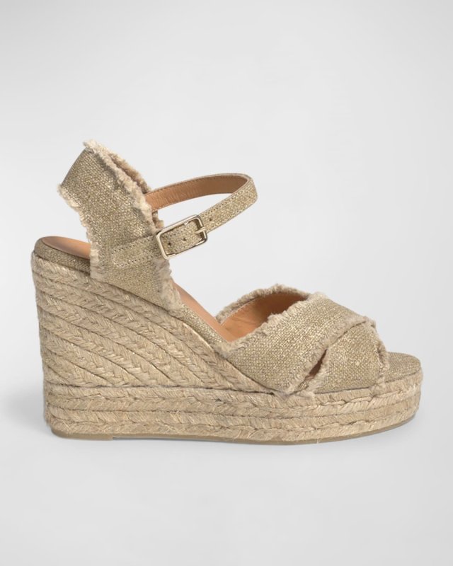 Bromelia Frayed Canvas Wedge Espadrilles
